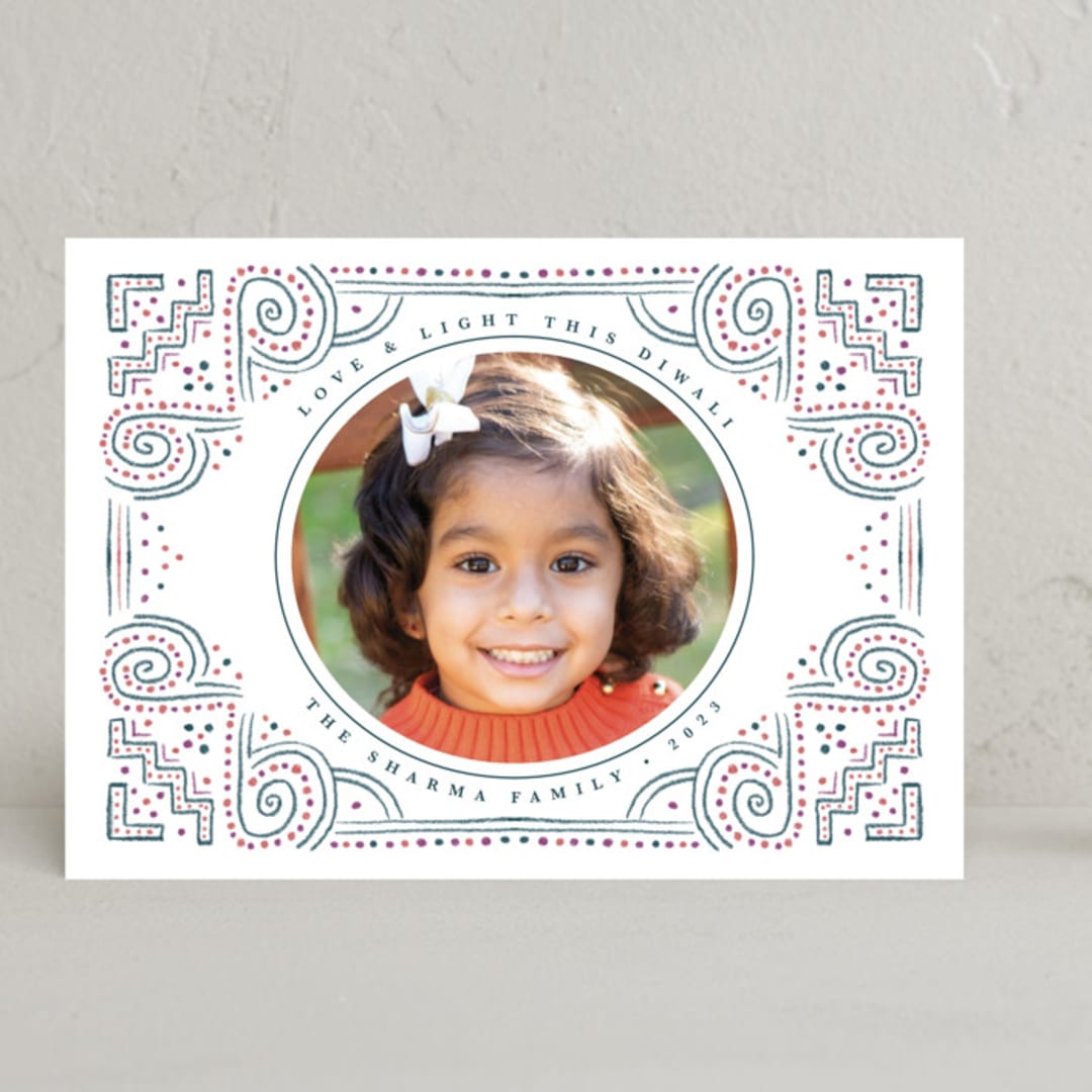 "rangoli frame" - Diwali Cards in Teal by Kanika Mathur - Front