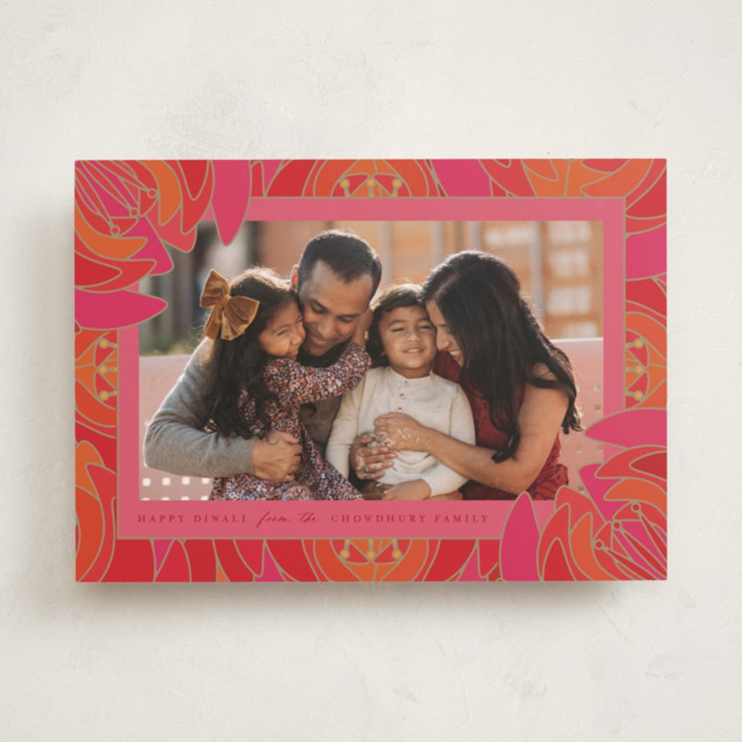 "Lotus" - Diwali Cards in Paprika by Kamala Nahas - Front