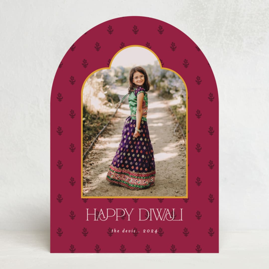 "Arch" - Diwali Cards in Mulberry by Morgan Kendall - Front
