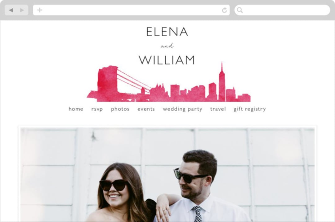"Skyline -New York" - Wedding Website in Magenta by Laura Condouris - Desktop Design