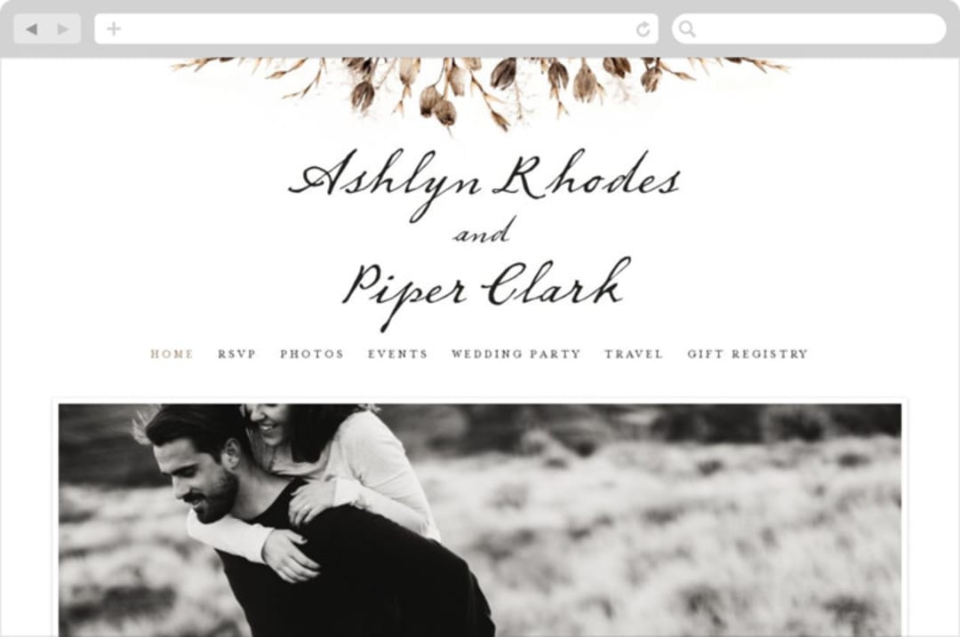 "Gone To Seed" - Wedding Website in Taupe by Honeybunch Studio - Desktop Design