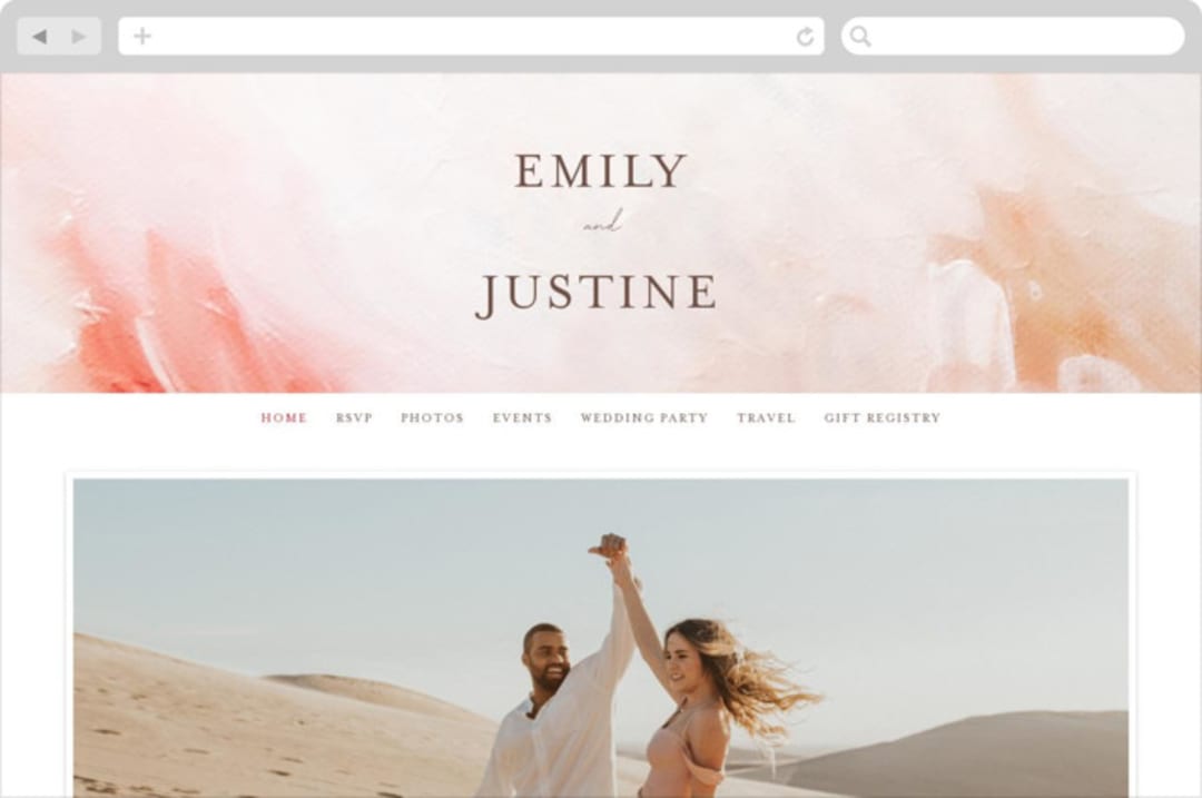 "Delicate brushstrokes" - Wedding Website in Blush by Lucrecia Caporale - Desktop Design