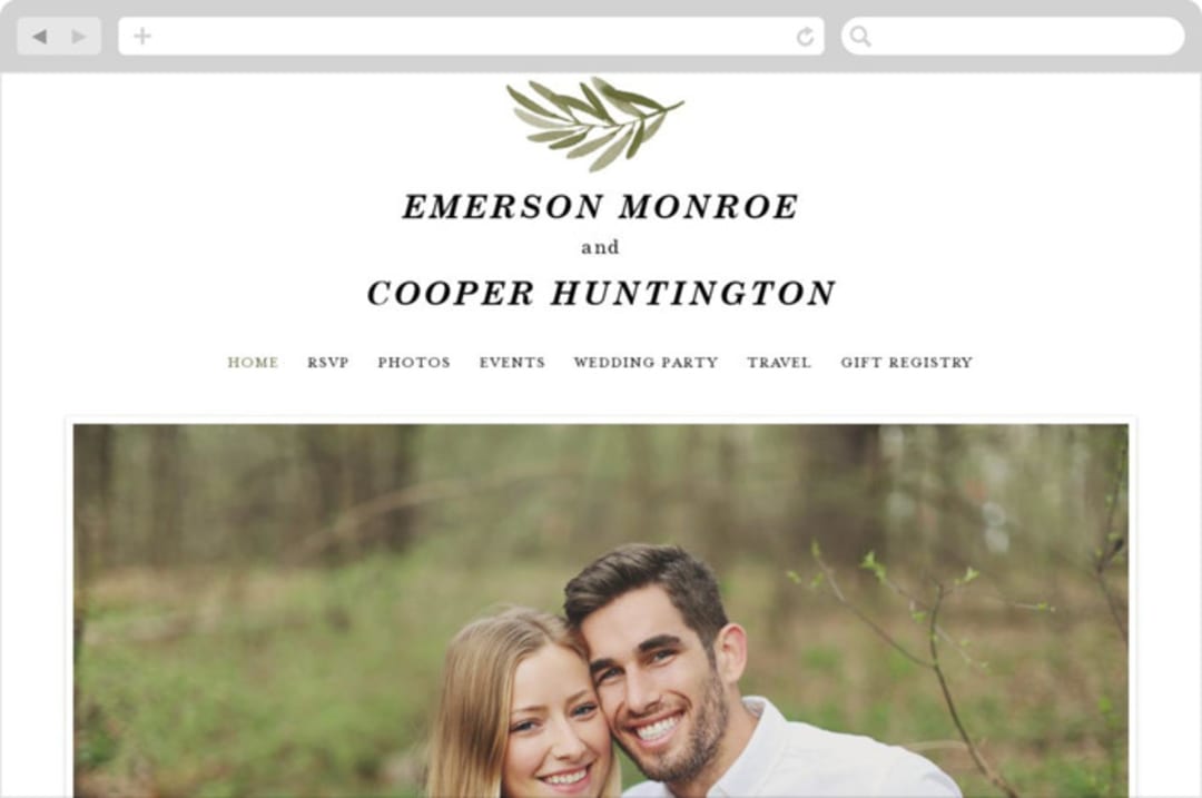 "Olive Branch" - Wedding Website in Olive by Wildfield Paper Co - Desktop Design
