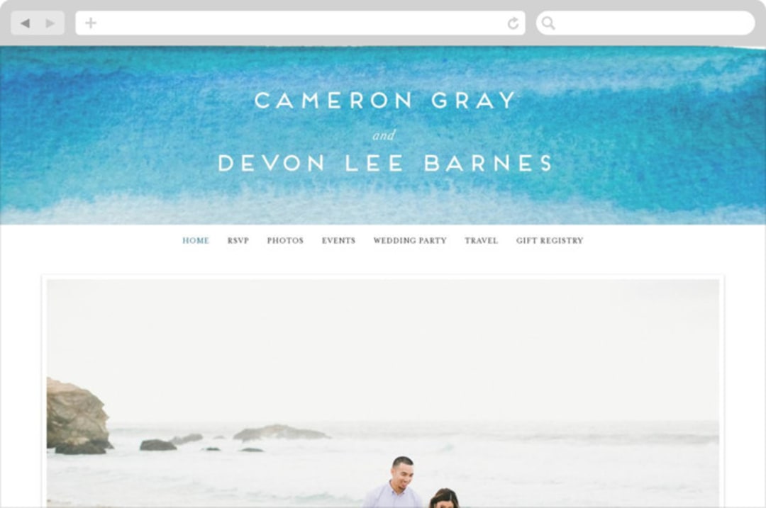 "Tide Pools" - Wedding Website in Sea by Krissy Bengtson - Desktop Design