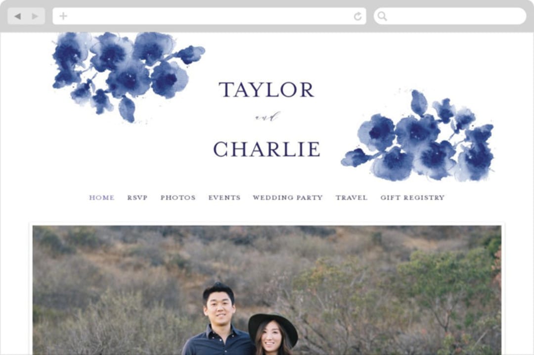 "Cornflower Wedding" - Wedding Website in Periwinkle by Chris Griffith - Desktop Design