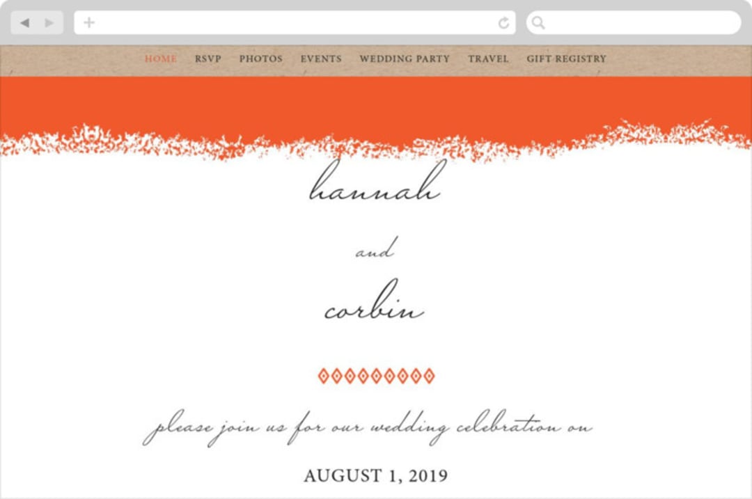 "Joyfully Ever After" - Wedding Website in Tangerine by Faith Harlow - Desktop Design