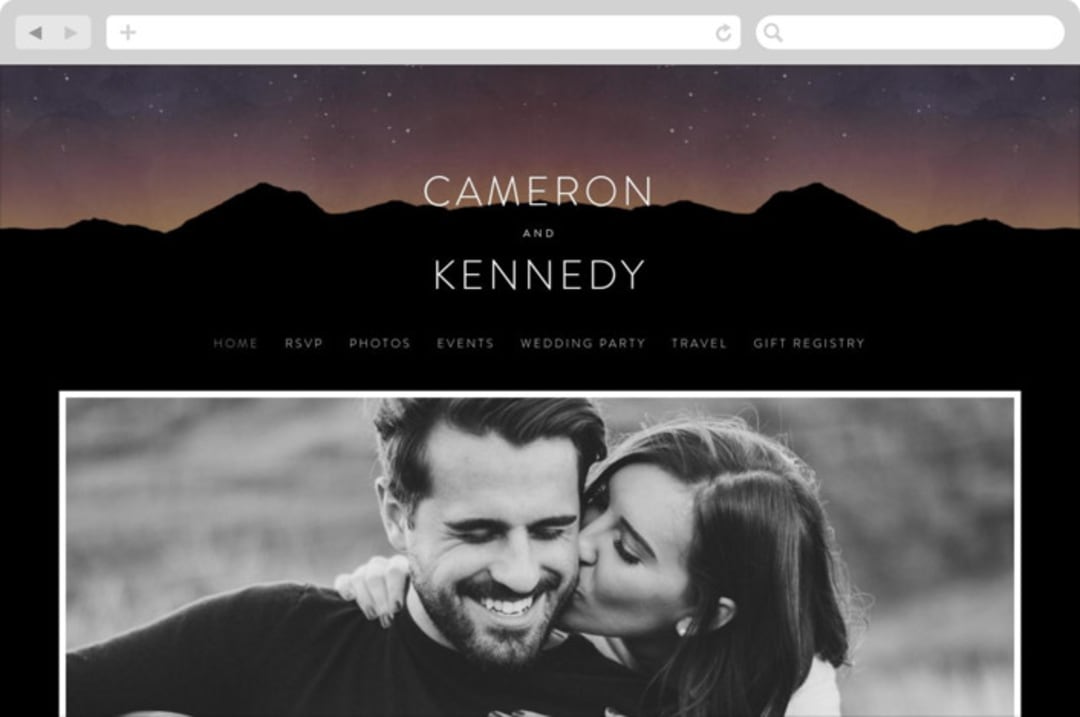 "Starry Skies" - Wedding Website in Twilight by Kelly Schmidt - Desktop Design