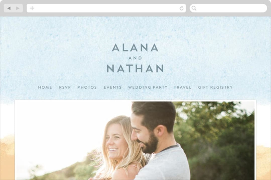 "Painted Sea" - Wedding Website in Sea by Laura Condouris - Desktop Design
