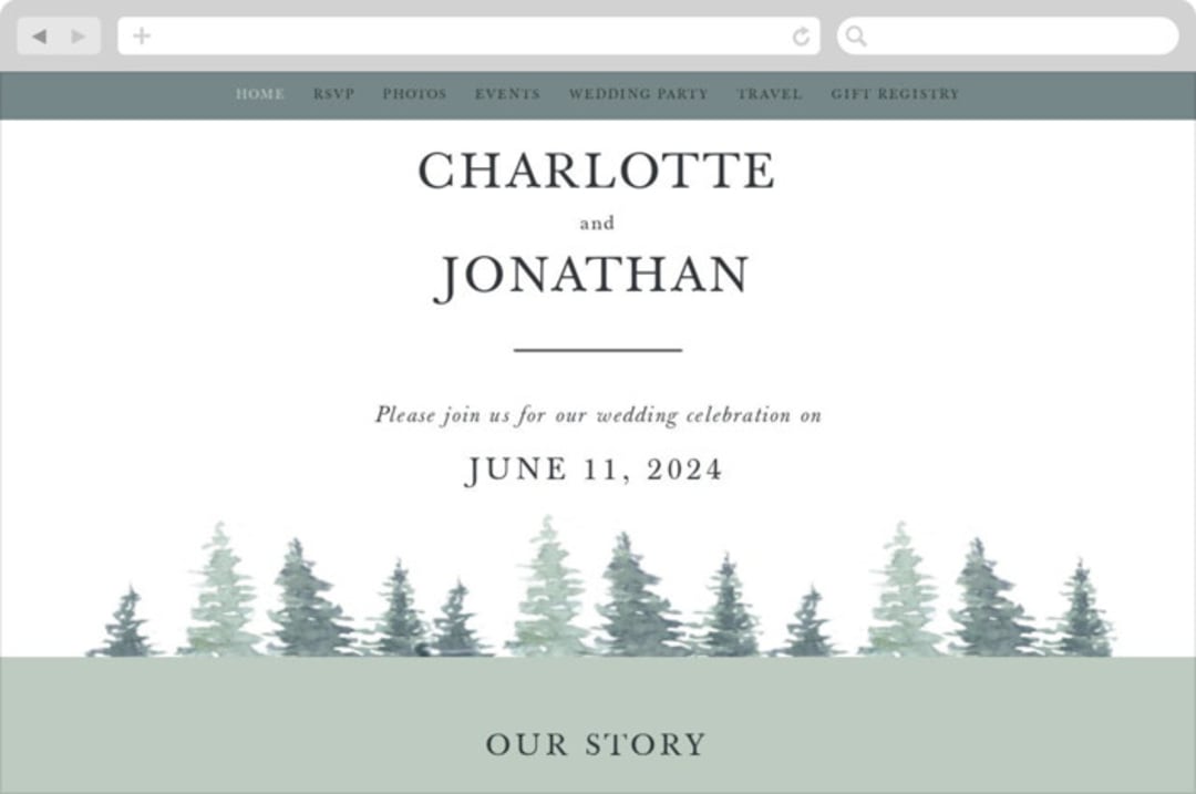 "painted woods" - Wedding Website in Rain by Anne Kostecki - Desktop Design