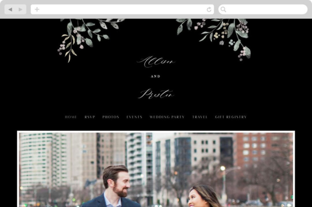 "Enchanted fields" - Wedding Website in Noir by Jennifer Wick - Desktop Design