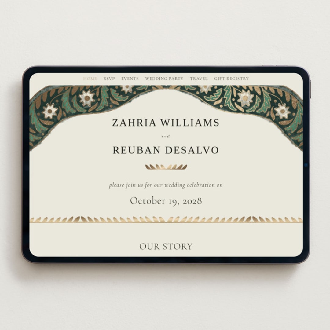 "Frame" - Wedding Website in Emerald by Jen Owens - Desktop Design