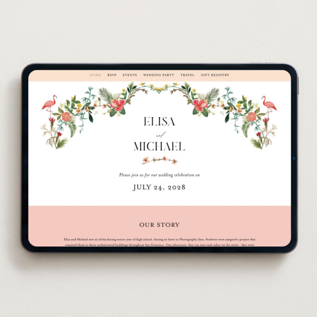 "Tropica" - Wedding Website in Papaya by Susan Moyal - Desktop Design
