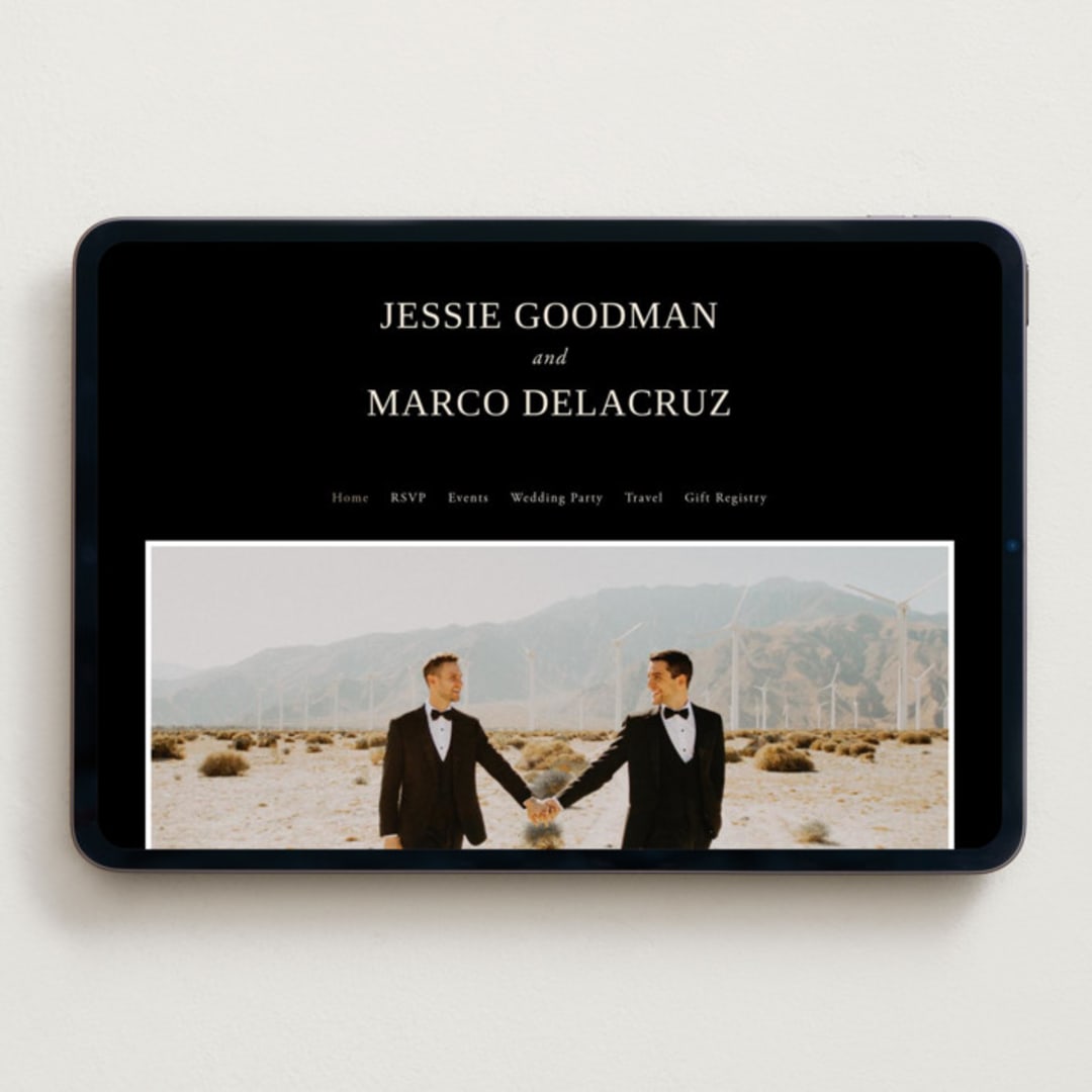 "Black Tie Affair" - Wedding Website in Onyx by Hooray Creative - Desktop Design