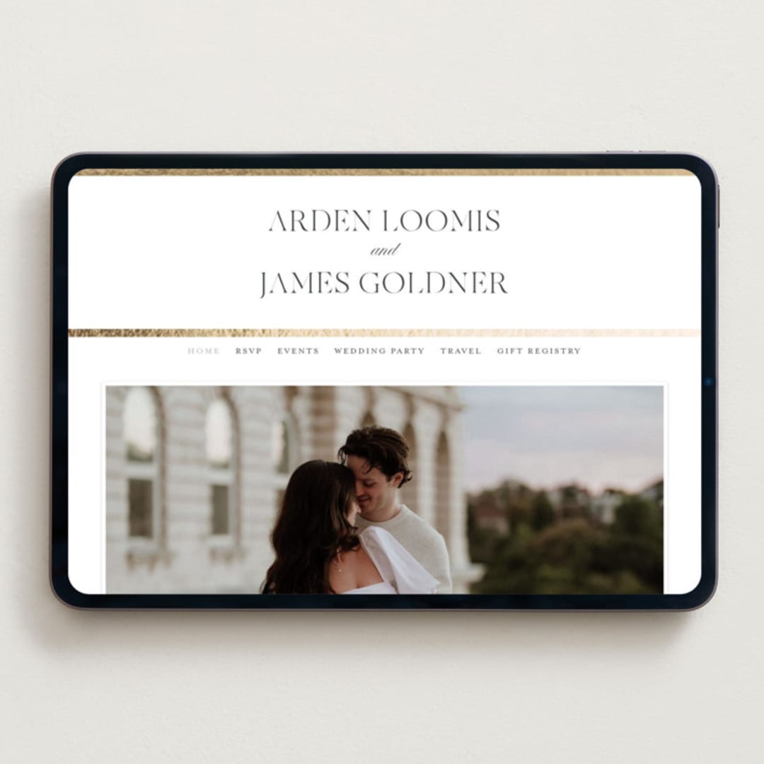 "Opulence" - Wedding Website in Pearl by Stacey Meacham - Desktop Design