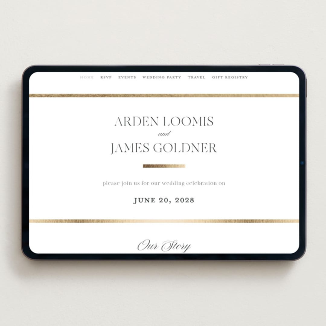"Opulence" - Wedding Website in Pearl by Stacey Meacham - Desktop Design