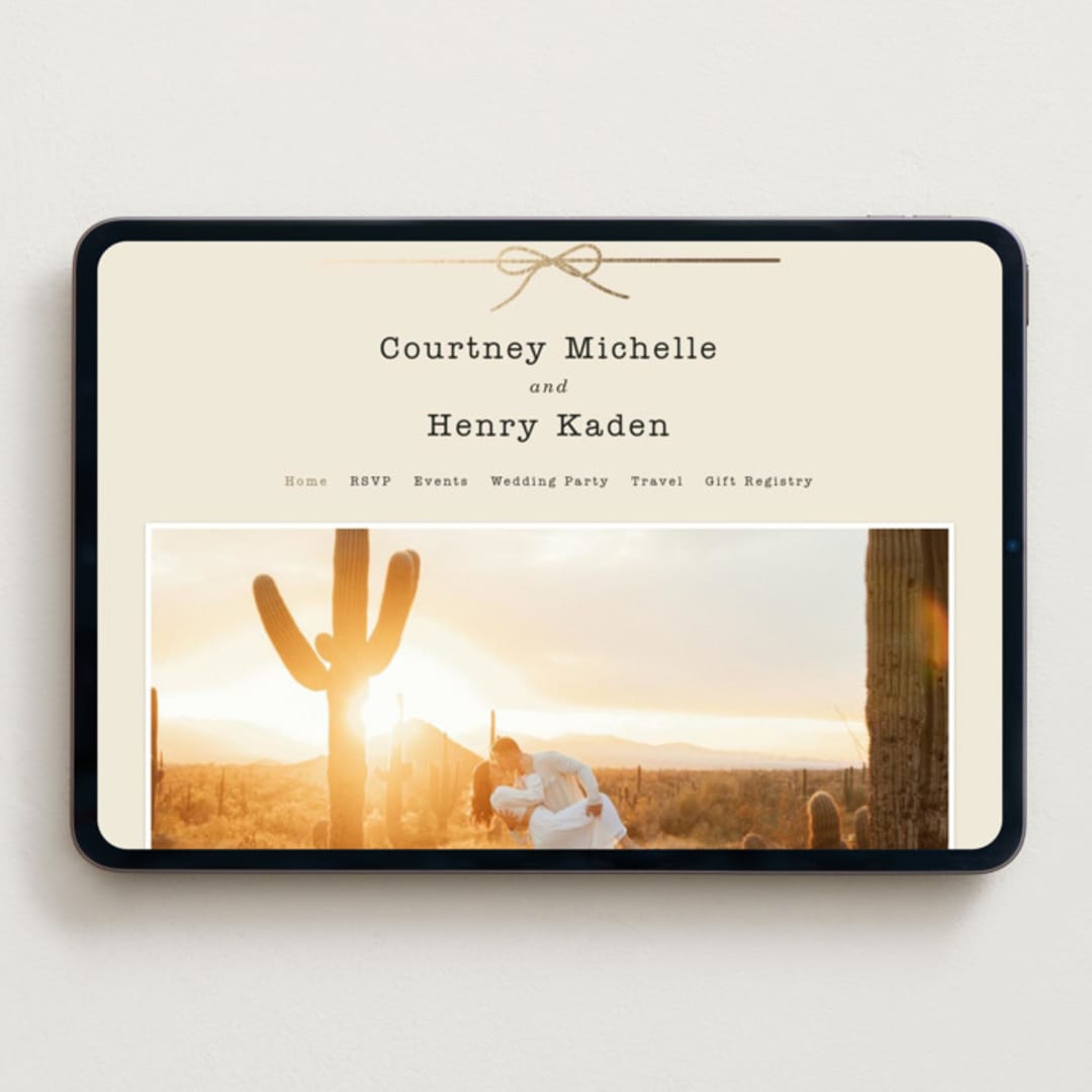 "Bow Tie" - Wedding Website in Ivory by Baumbirdy - Desktop Design