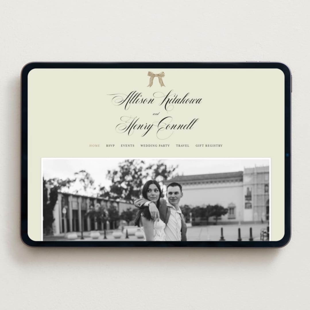"All Tied Up" - Wedding Website in Champagne by Chris Griffith - Desktop Design
