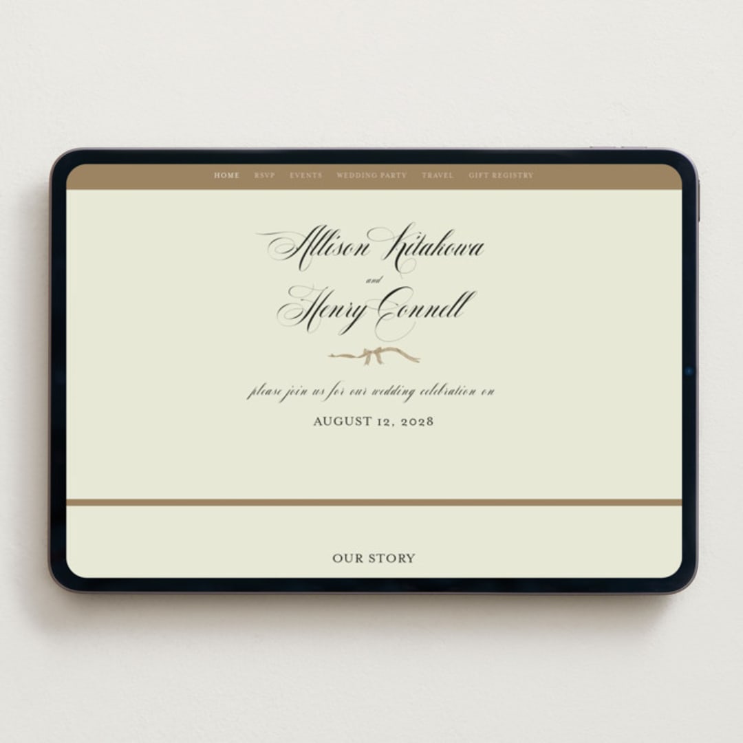 "All Tied Up" - Wedding Website in Champagne by Chris Griffith - Desktop Design
