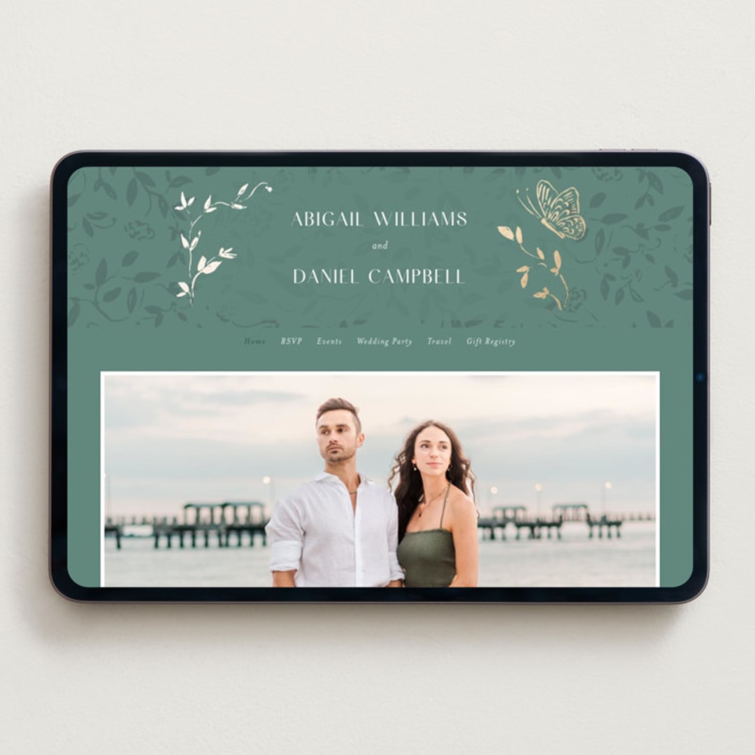 "Southern Romance" - Wedding Website in Eucalyptus by Simona Camp - Desktop Design