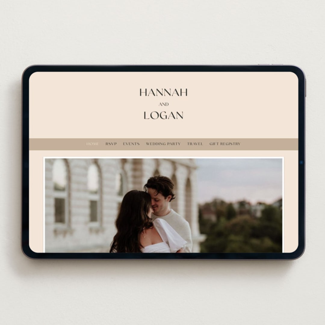 "Framed Photo" - Wedding Website in Latte by Stacy Maalouf - Desktop Design