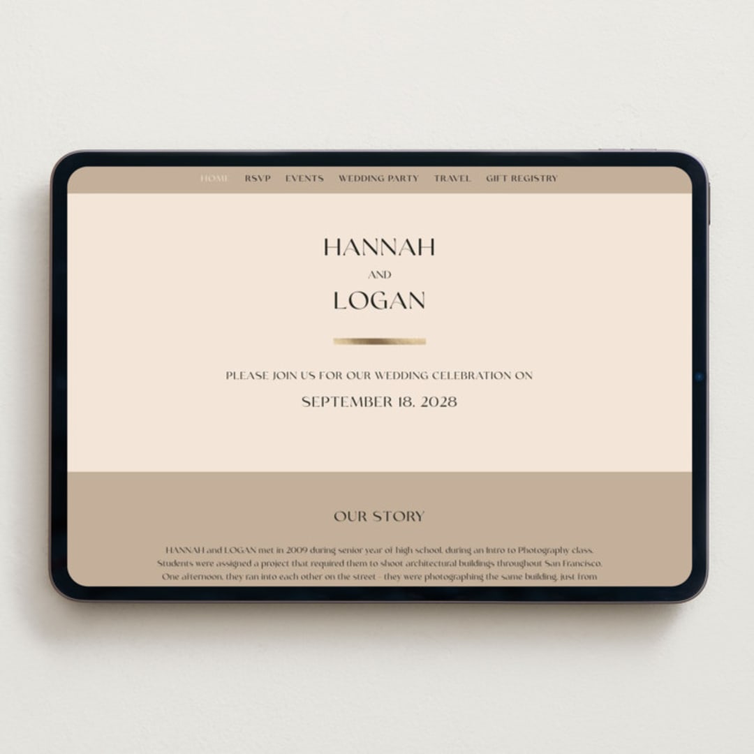 "Framed Photo" - Wedding Website in Latte by Stacy Maalouf - Desktop Design
