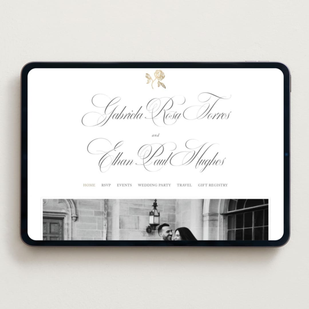 "Here With You" - Wedding Website in Classic Bride by Design Lotus - Desktop Design