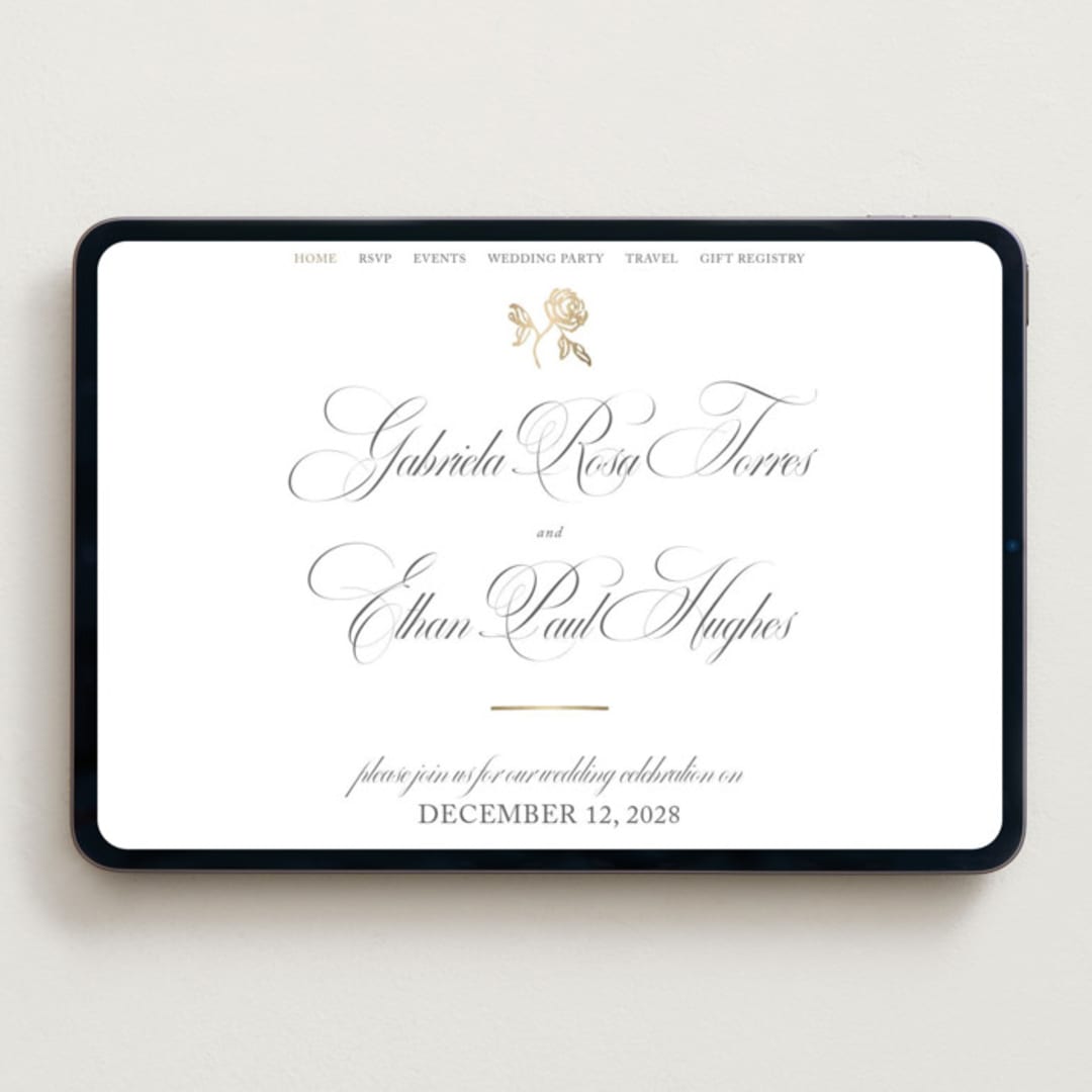 "Here With You" - Wedding Website in Classic Bride by Design Lotus - Desktop Design