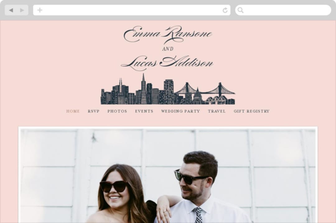 "Big City - San Francisco" - Wedding Website in Blush by Hooray Creative - Desktop Design