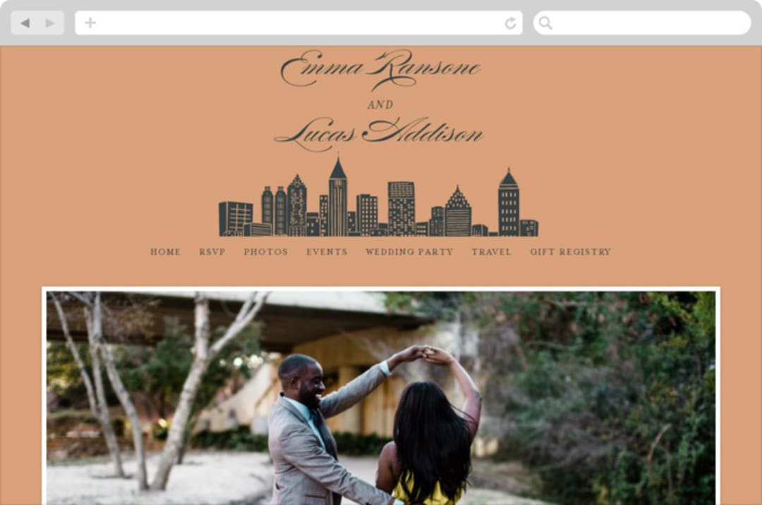 "Big City - Atlanta" - Wedding Website in Georgia Peach by Hooray Creative - Desktop Design