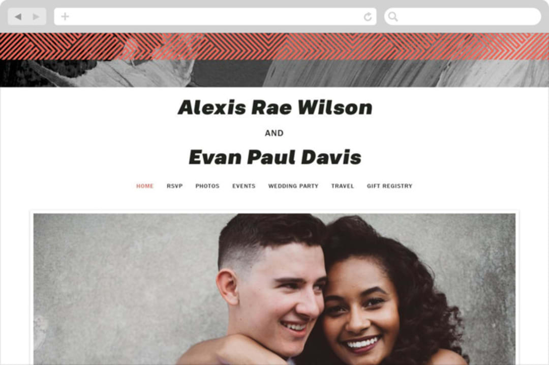 "Alexis" - Wedding Website in Coral by Calee A.H. Cecconi - Desktop Design