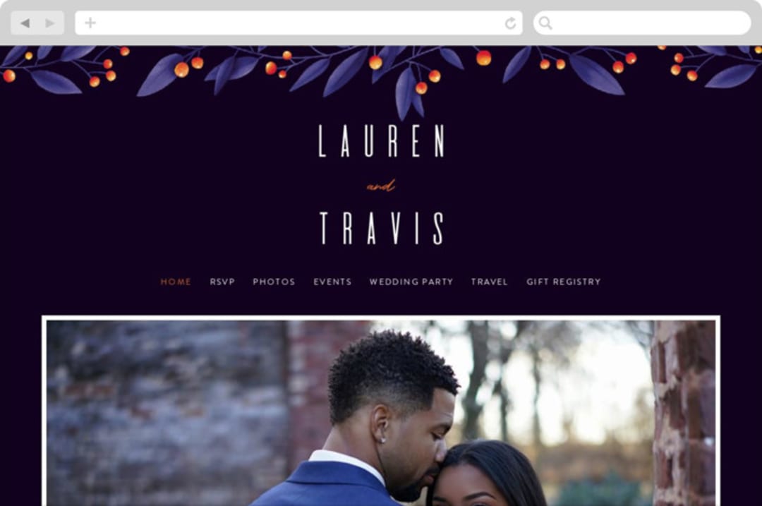 "Fire and Ice" - Wedding Website in Fire by Jessica Corliss - Desktop Design