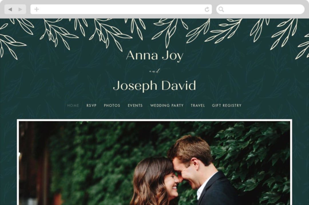 "Snippet" - Wedding Website in Pine by Sarah Brown - Desktop Design