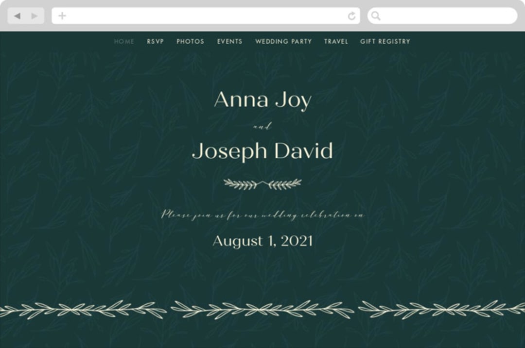 "Snippet" - Wedding Website in Pine by Sarah Brown - Desktop Design