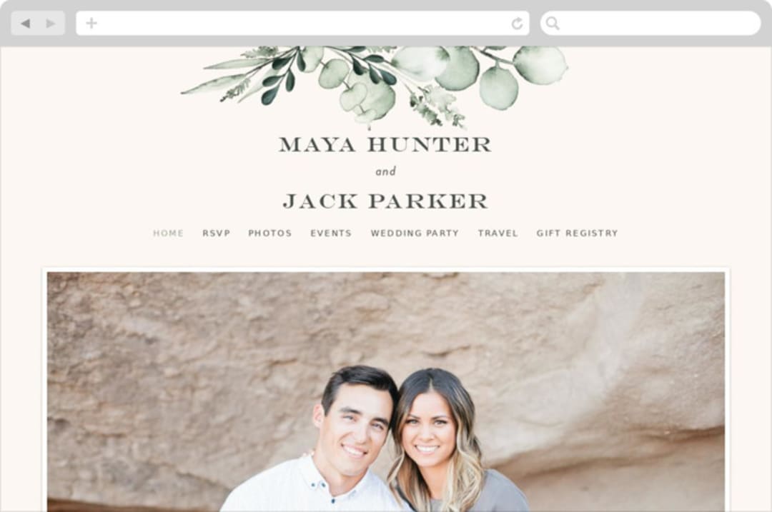 "Gentle Greens" - Wedding Website in Fern by Petra Kern - Desktop Design