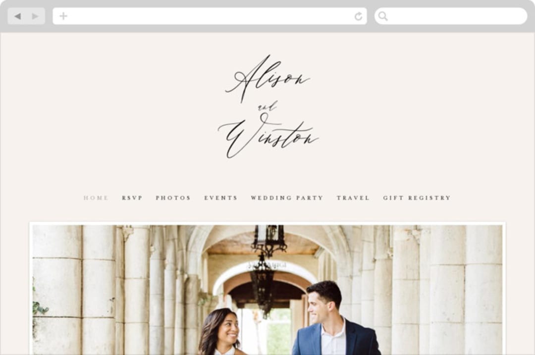 "Timeless" - Wedding Website in Taupe by Leah Bisch - Desktop Design