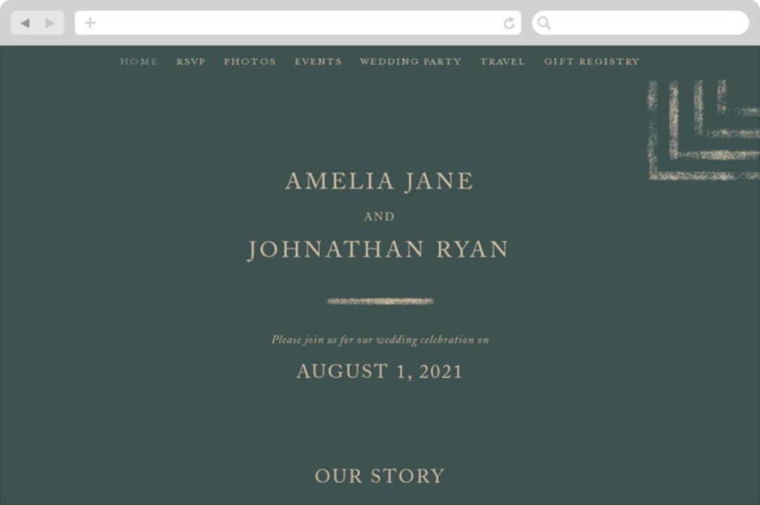 "Simply Modern" - Wedding Website in Jade by Something Noir - Desktop Design
