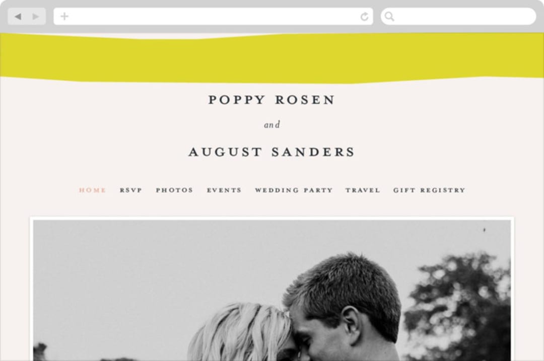 "Color Block" - Wedding Website in Blush by Morgan Kendall - Desktop Design