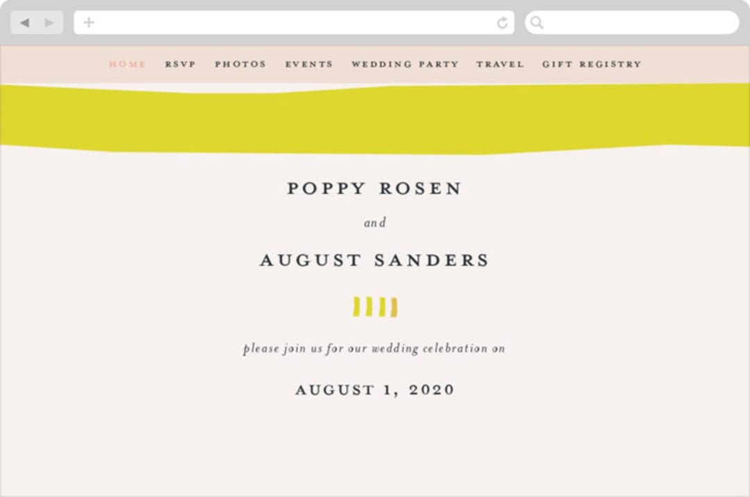 "Color Block" - Wedding Website in Blush by Morgan Kendall - Desktop Design