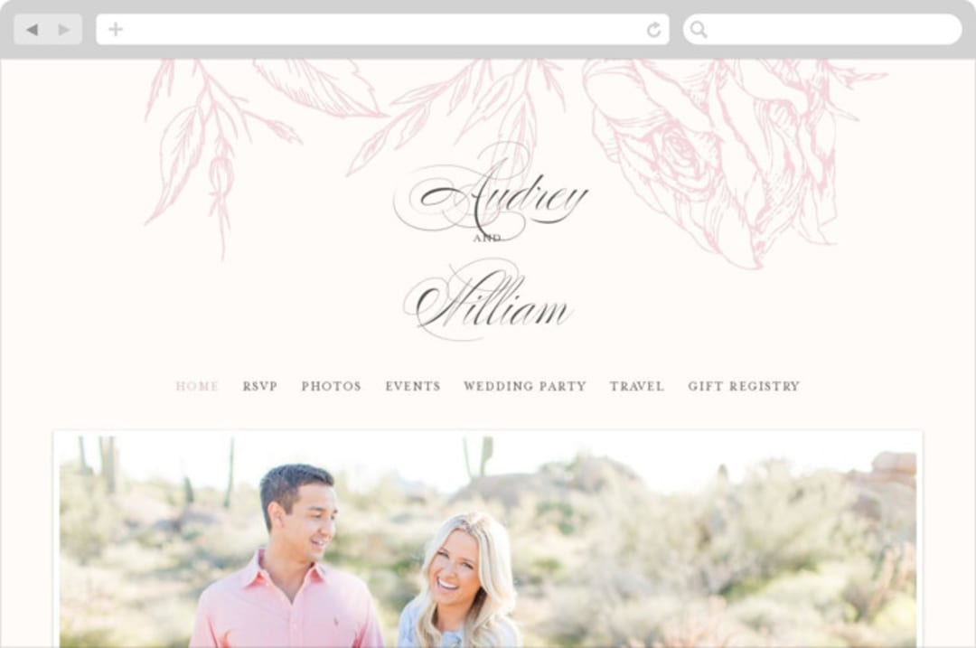 "Flora" - Wedding Website in Blush by Nicoletta Savod - Desktop Design