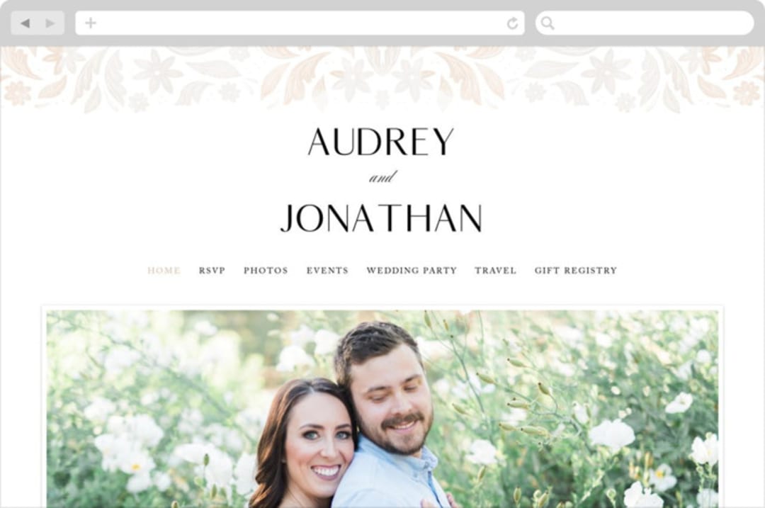 "Batikka" - Wedding Website in Cream by Paper Raven Co. - Desktop Design