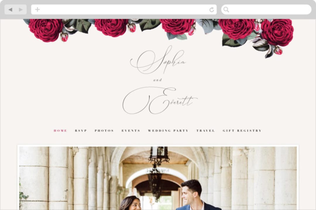 "Flowing Initials" - Wedding Website in Ivory by Hooray Creative - Desktop Design