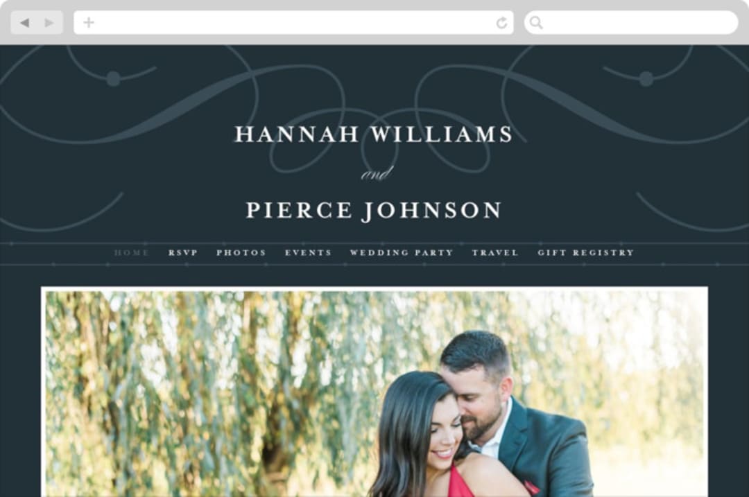 "Traditional" - Wedding Website in Navy by lena barakat - Desktop Design
