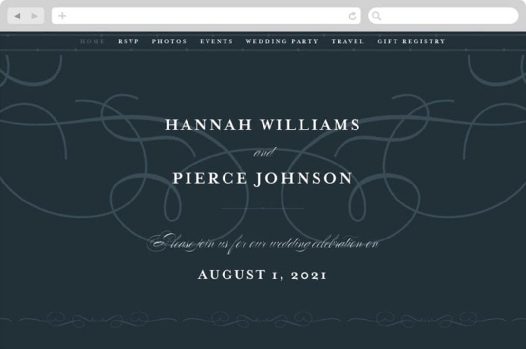 "Traditional" - Wedding Website in Navy by lena barakat - Desktop Design
