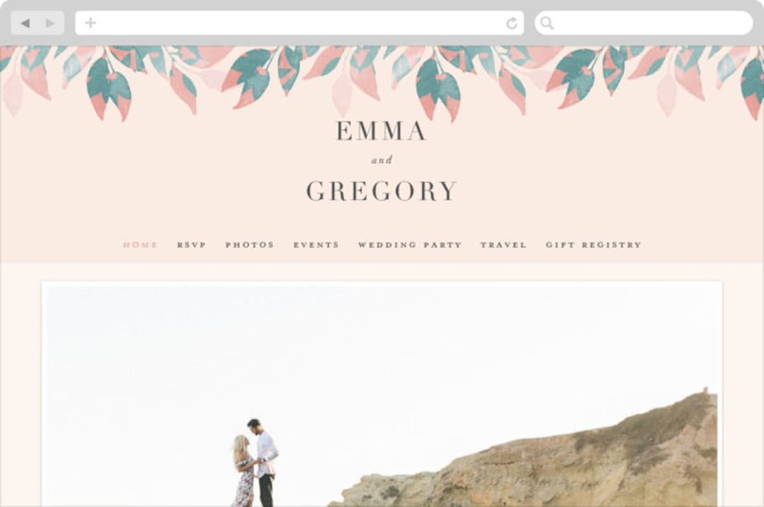 "Boho botanics" - Wedding Website in Coral by Creo Study - Desktop Design