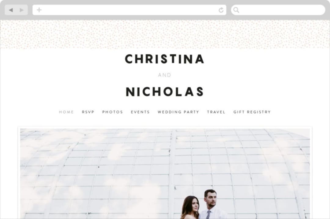 "Textured Dots" - Wedding Website in Blush by Emily Sabol Goss - Desktop Design
