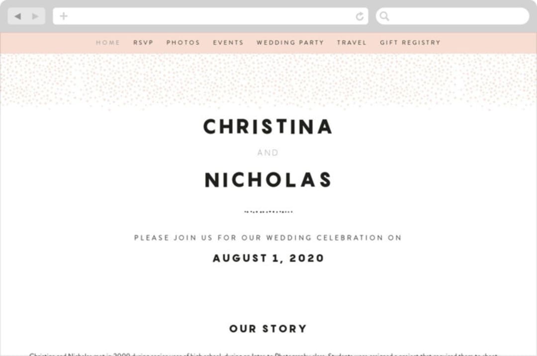 "Textured Dots" - Wedding Website in Blush by Emily Sabol Goss - Desktop Design