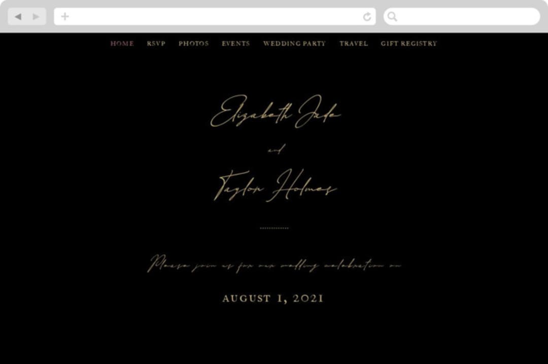 "Desire" - Wedding Website in Tuxedo by Jennifer Postorino - Desktop Design