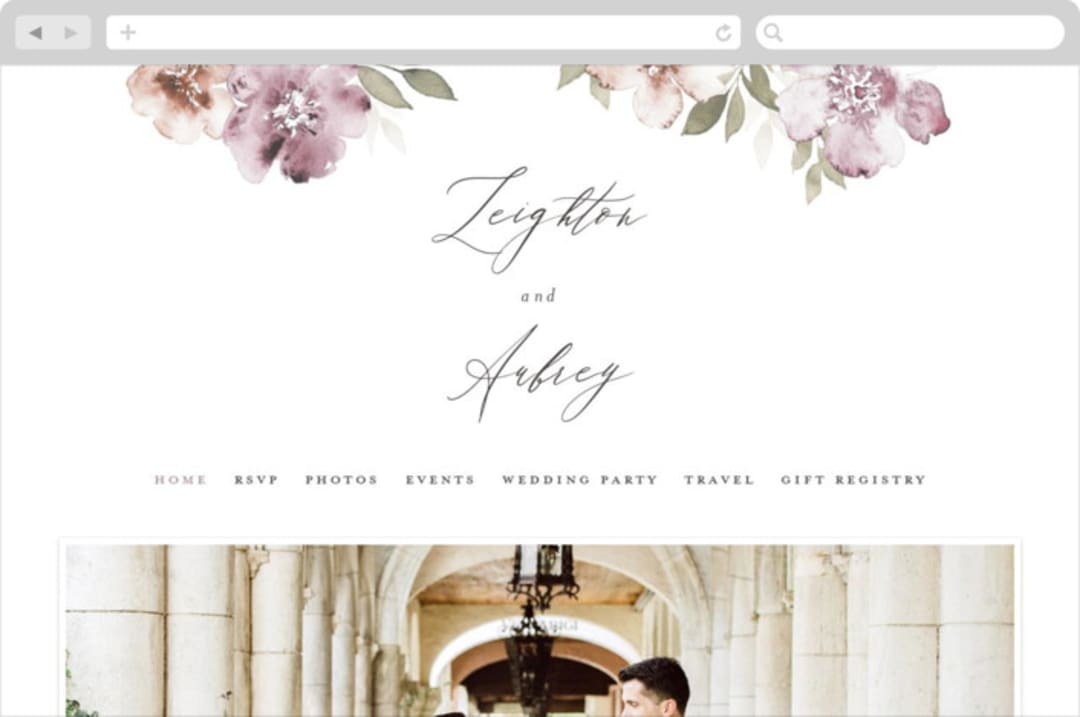 "Fancifully" - Wedding Website in Dust Mauve by Everett Paper Goods - Desktop Design