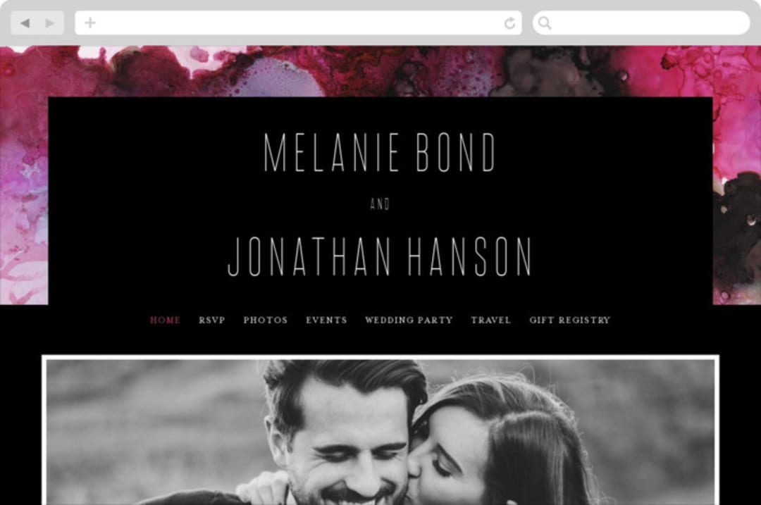 "Aurora" - Wedding Website in Raspberry by Itsy Belle Studio - Desktop Design