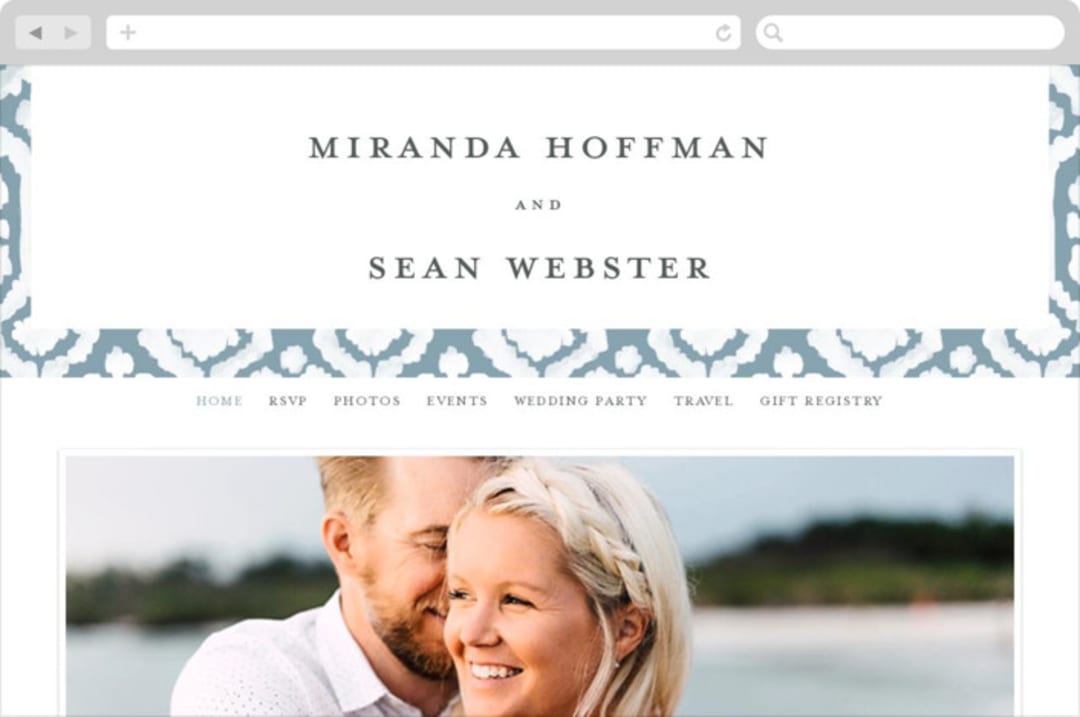 "Painted Ikat" - Wedding Website in Frost by Liz Conley - Desktop Design